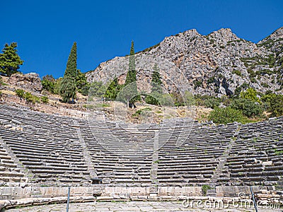 Ancient Delfi excavations in Greece. Stock Photo